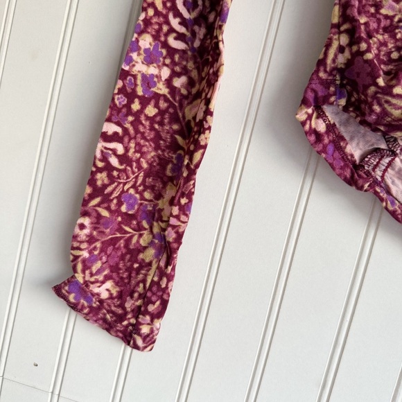 Free People Size S Long Sleeve Layer It On Me Ruched Crop in red combo NEW! - Picture 6 of 9